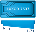 Бассейн San Juan Luxor 7.5x3.7, гл. 1.1-1.7 м, цвет 3D Iridium,белый и голубой