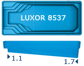 Бассейн San Juan Luxor 8.5x3.7, гл. 1.1-1.7 м, цвет 3D Iridium,белый и голубой