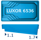 Бассейн San Juan Luxor 6.5x3.6, гл. 1.1-1.7 м, цвет 3D Iridium,белый и голубой