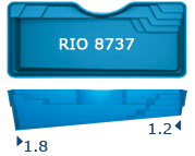 Бассейн San Juan Rio 8.7x3.7, гл. 1.2-1.8 м, цвет 3D Iridium,белый и голубой